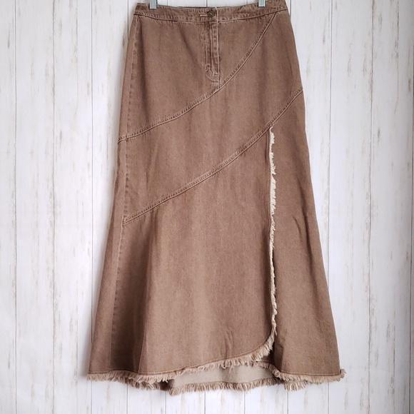 Newport News Dresses & Skirts - Newport News Jeanology Fringe Wrap Denim Skirt